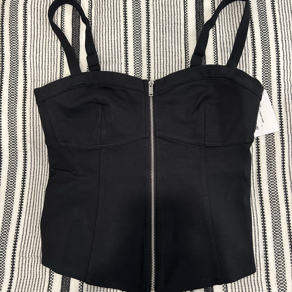 Bandier Black Zippered Bustier Top